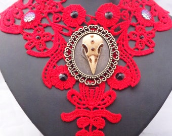 Gothic Raven skull choker, choker, gothic choker, steampunk choker, raven skull, day of the dead, gothic raven choker, gothic skul choker