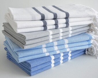 NEW / SALE 50 OFF/ BathStyle / White-Gray-Blue / Head and Hand Towel