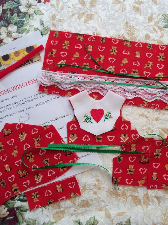 14" Size/ Complete Sewing Kit to Make Embroidered Christmas Dress for 14" WELLIE WiSHER Dolls
