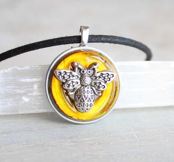 yellow bee necklace bee jewelry bumble bee honey bee