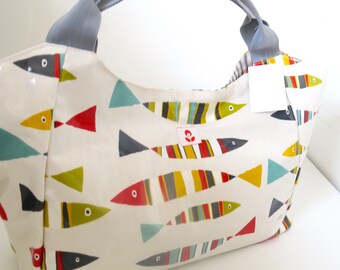 Large Bella Bag Made With Pilchard Print Oilcloth