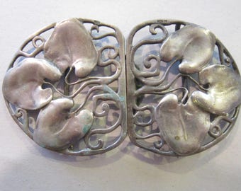 art nouveau pewter? silver buckle gorgeous