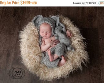 Elephant baby shower - elephant nursery set - Baby elephant outfit - elephant outfits - Elephant photo prop - boy - gray - knit - Woodland