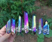 Rainbow Goddess Crown, Rainbow titanium quartz crown, rainbow aura quartz tiara, raw crystal crown, crystal crown, crystal headpiece