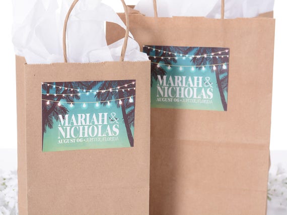 Wedding Welcome Favor Bags - 25 Out of Town Welcome Bags - Hotel Welcome Bags - Personalized Wedding Favor Bags - Beach Theme - #wdiB-169 Il_570xn