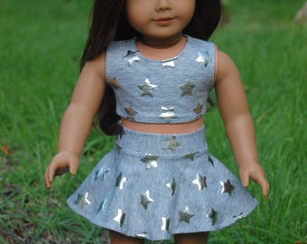 SALE-2 piece outfit-fits American Girl Doll clothes/18 inch doll clothes/doll skater skirt/doll crop top/like AG doll clothes