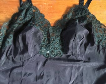 HENSON Lace Mid-length Lingerie Camisole Dress Women's XS Size Nylon black type Vintage Second Hand