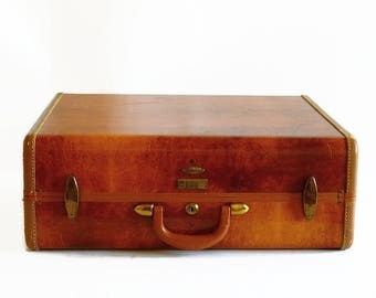 vintage Samsonite suitcase butterscotch amber 1940s travel luggage fall decor
