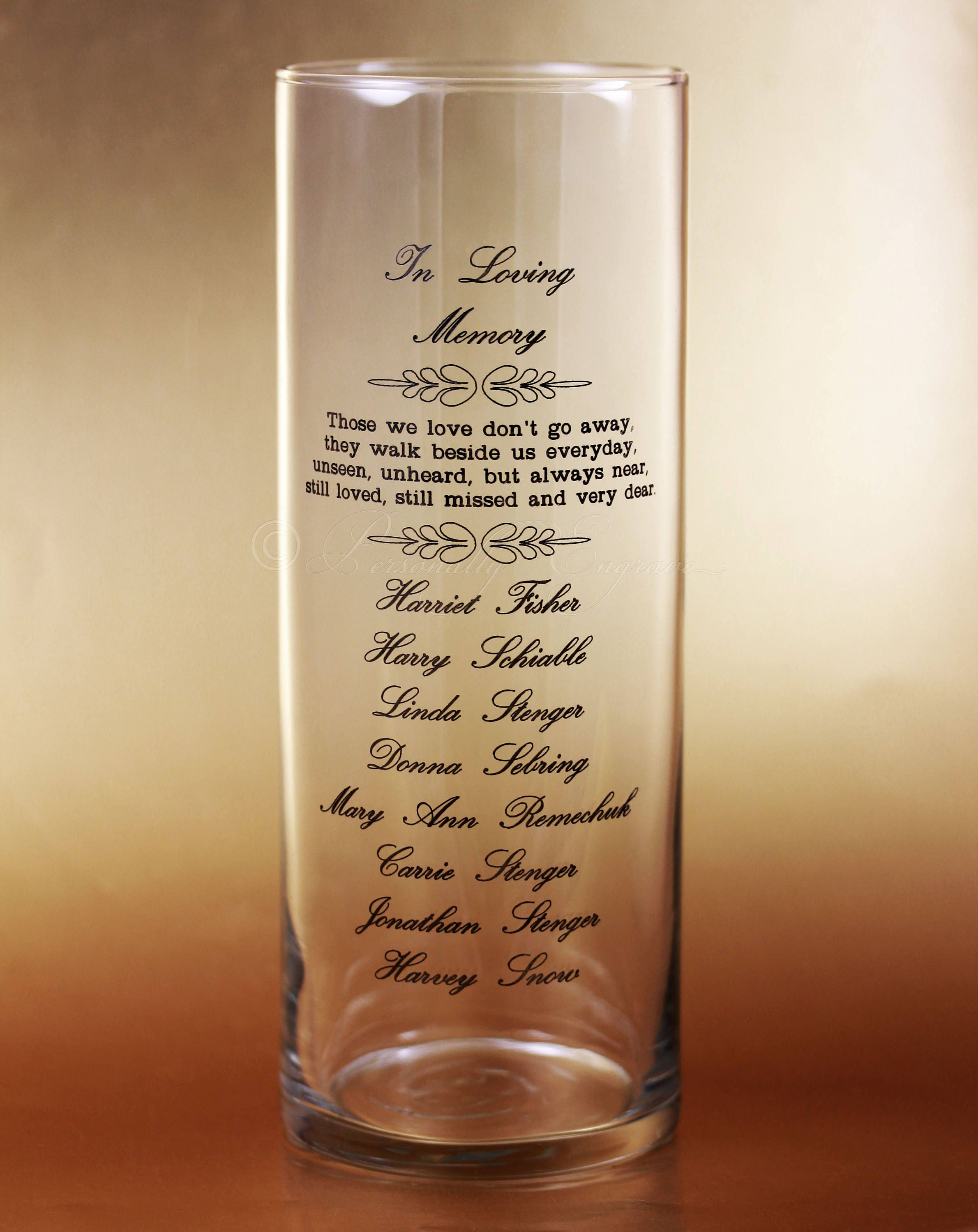 MEMORIAL CANDLE VASE Floating Candle in a Custom Engraved