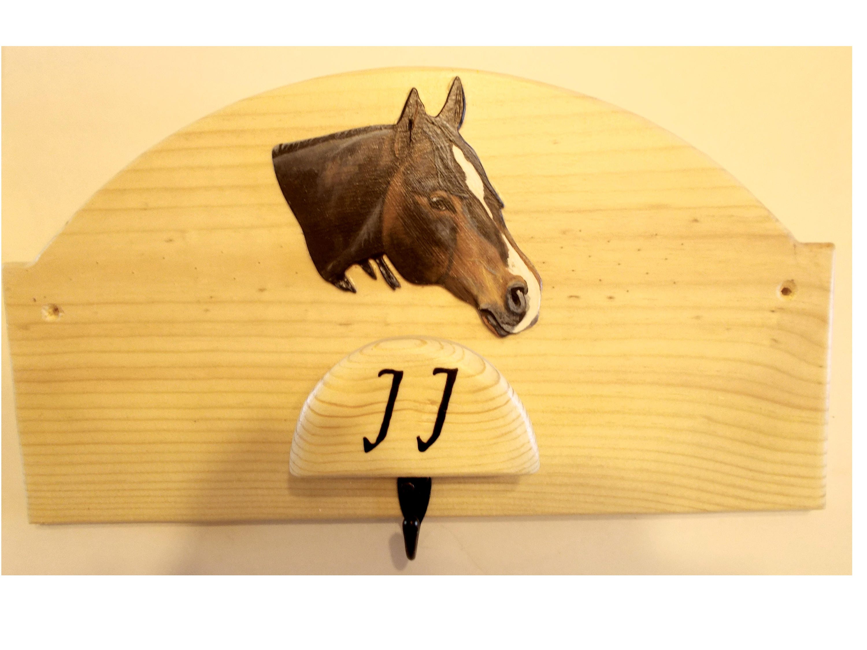Horse Halter Hook Bridle Holder Wood Rack Tack Room Wall