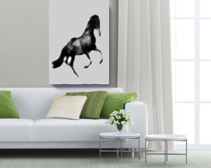 Blur Horse. Extra Large Horse, Horse Wall Decor, Black Contemporary Horse, Large Contemporary Canvas Art Print up to 72" by Irena Orlov