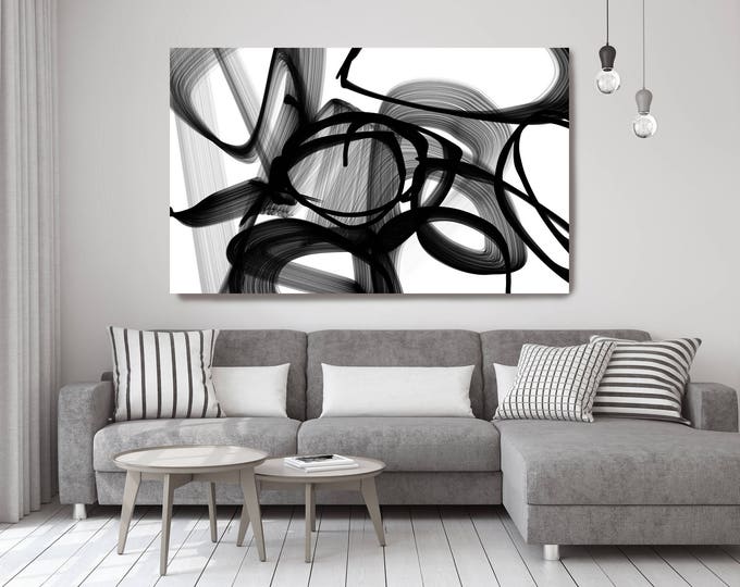 Abstract Expressionism in Black And White 88. Unique Abstract Wall Decor, Large Contemporary Canvas Art Print up to 72" by Irena Orlov