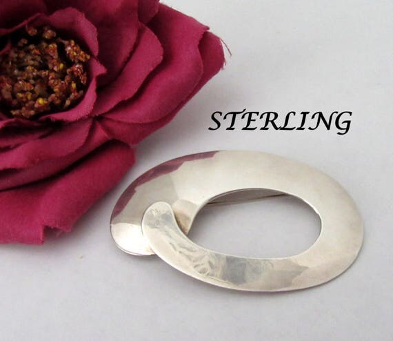 Sterling Silver Brooch - Modernist Style - Mexico 925 - Signed HH Pin