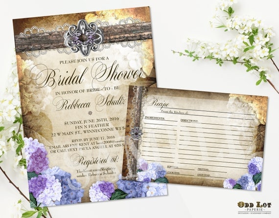rustic bridal shower template hydrangea invitation country wedding rustic bridal shower invites