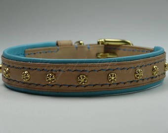 Vegetable Tanned Leather Dog Collar - Maé - Hand Sewn