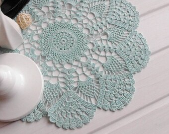 Mint crochet doily Large crochet doilies Cotton lace doily Crocheted doilies Home decor Large crochet doily Large doilies 377
