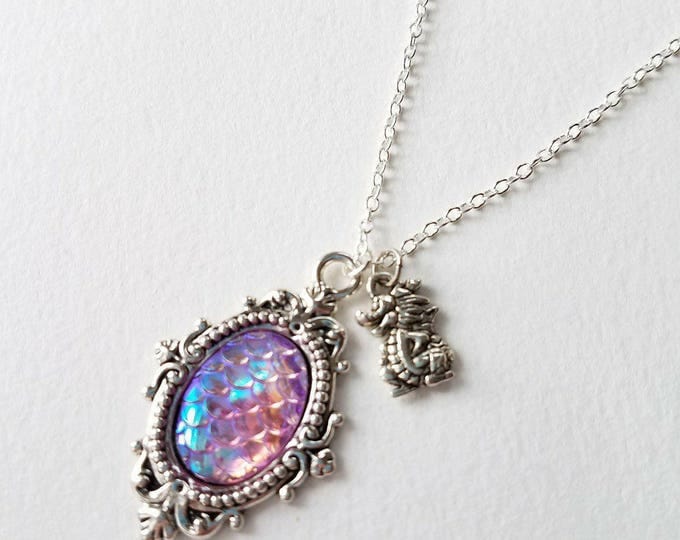 Mermaid necklace stocking stuffer party favor girl birthday Dragon scale gift best friend ocean stocking stuffer BFF gift Girl Gift