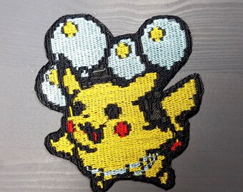 8 Bit Flying Pikachu Pokemon Inspired Patch | Hand Made Patch | Pokemon Patch