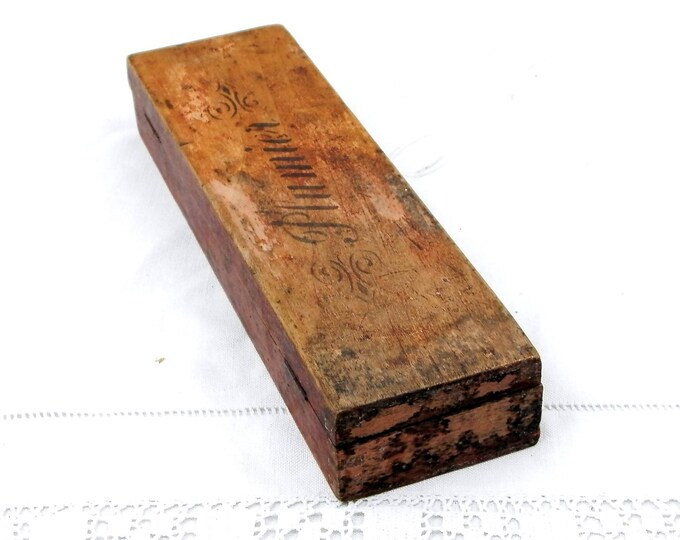 Antique French Wooden Pencil Box with "Plumier" Inscribed on the Lid and Dovetail Joints, Country Decor, Desk, Office, School, France, Pupil Antique French Wooden Pencil Box with "Plumier" Inscribed on the Lid and Dovetail Joints, Country Decor, Desk, Office, School, France, Pupil