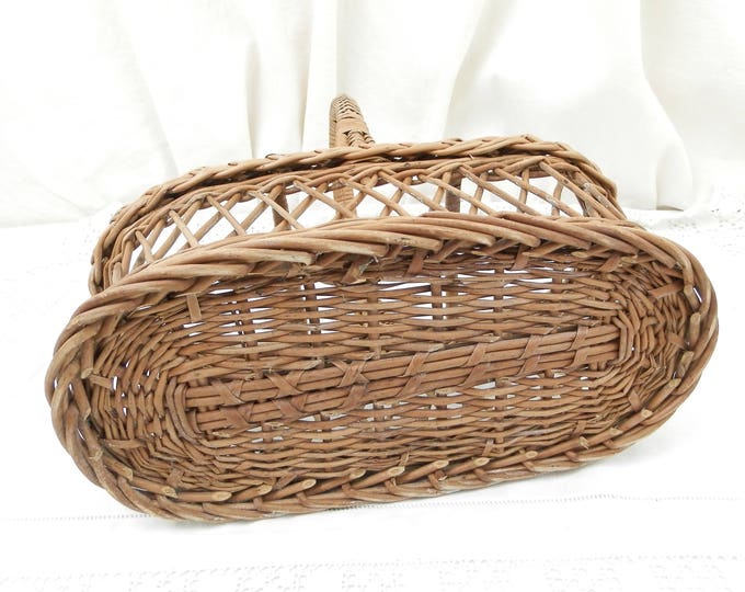 Antique French Woven Wicker Basket Bottle Carrier for 3 Bottles, French Country Decor Kitchen, Champagne Cellar, Picnic, Antique French Woven Wicker Basket Bottle Carrier for 3 Bottles, French Country Decor Kitchen, Champagne Cellar, Picnic,