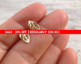 SALE 20% OFF Gold earrings, stud earrings, leaf earrings, gold filled earrings, gold stud earrings, simple stud earrings -20063