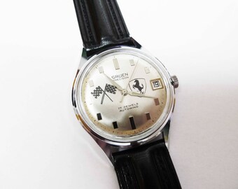 Gruen Precision Men's Silver Dial With Ferrari Logo Watch 1960's Swiss Made 17 Jewel Automatic Movement