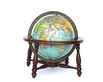 Vintage World Globe - Vintage Desk Globe - Weber Costello Globe - 8 Inch World Globe - Rare Terrestrial Globe - Decorative World Globe Decor