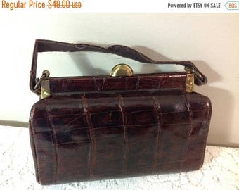 On Sale Vintage Brown Alligator Purse With Change Purse Alligator Purse