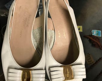 ferragamo white flats