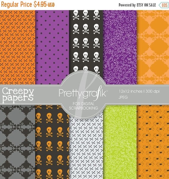 80% OFF SALE Halloween digital papers scrapbook set - PGPSPK552 Il_570xn