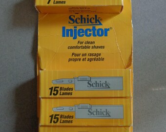 Vintage Schick Injector Razor Blades NOS 5 boxes of Blades New Old Stock 1995 Made in USA