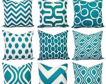 15% OFF SALE Teal Throw Pillow Cover - Decorative Pillow Cover - Turquoise Pillow - Turquoise Lumbar Pillow - Euro Sham - Accent Pillow - Te