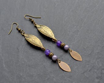 Earrings "Justine" Czech glass and agate
