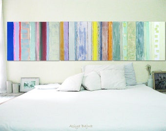Art CANVAS painting Wall Art, Modern abstract art 32 x 24" x 1.5"each Wall Décor Set of 3 stripes Total size 96" x 24" Wall Decor Set of 3