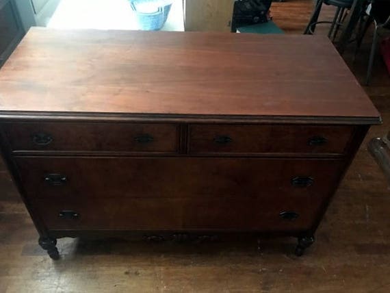 Burl wood dresser four drawers