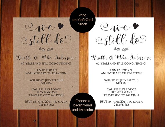 We Still Do Anniversary Invitation Kraft We Still Do Anniversary Invitation Kraft