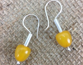 Vintage bakelite and hand forged sterling silver earrings
