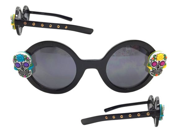 Women S Round Halloween Sunglasses With Hand Applied Sugar