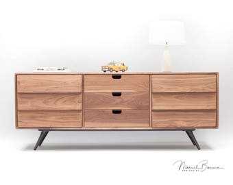 Sideboard, dresser, cupboard, credenza in solid board oak / walnut ,media console,media center Mid century,tantik L