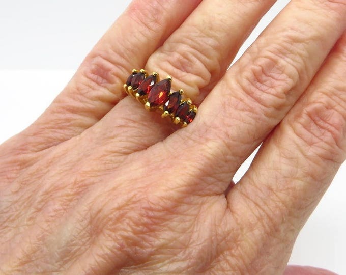 Garnet Ring, Vintage 14k HGE LIND Faux Garnet Ring, Multi-Stone Ring, Size 7, Gift for Her