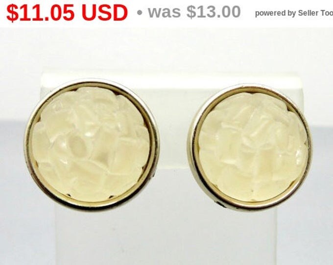 White Lucite Earrings, Vintage Frosted Lucite Earrings, West Germany Earrings, Gumdrop Clip-on Earrings