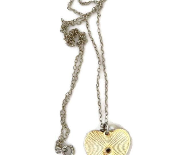 Faux Jade Heart Pendant, Vintage Gold Tone Faux Pearl, Jade Pendant Necklace
