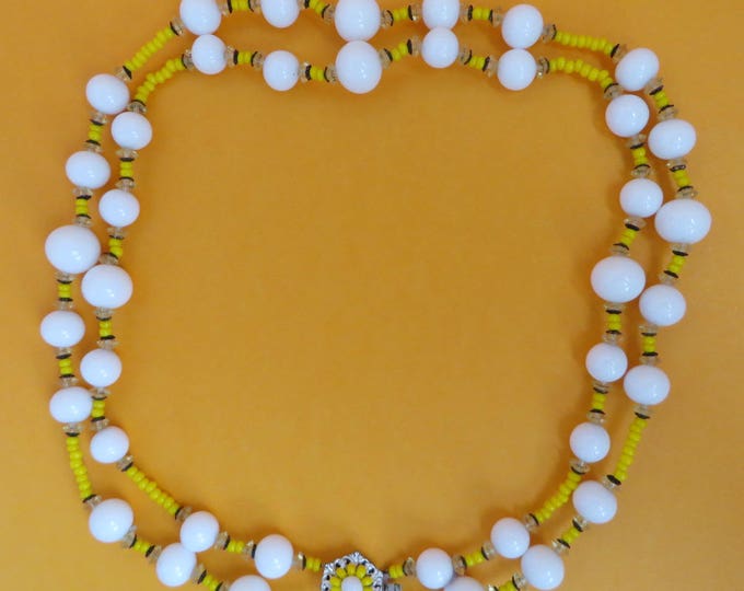 Miriam Haskell Necklace, Vintage Crystal, Milk Glass, Double Strand Necklace Signed Designer Jewelry, Gift Idea, Gift Boxed Miriam Haskell Necklace, Vintage Crystal, Milk Glass, Double Strand Necklace Signed Designer Jewelry, Gift Idea, Gift Boxed