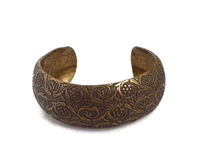 Vintage Copper Toned Cuff, Bronze Tone Scrolled Bracelet