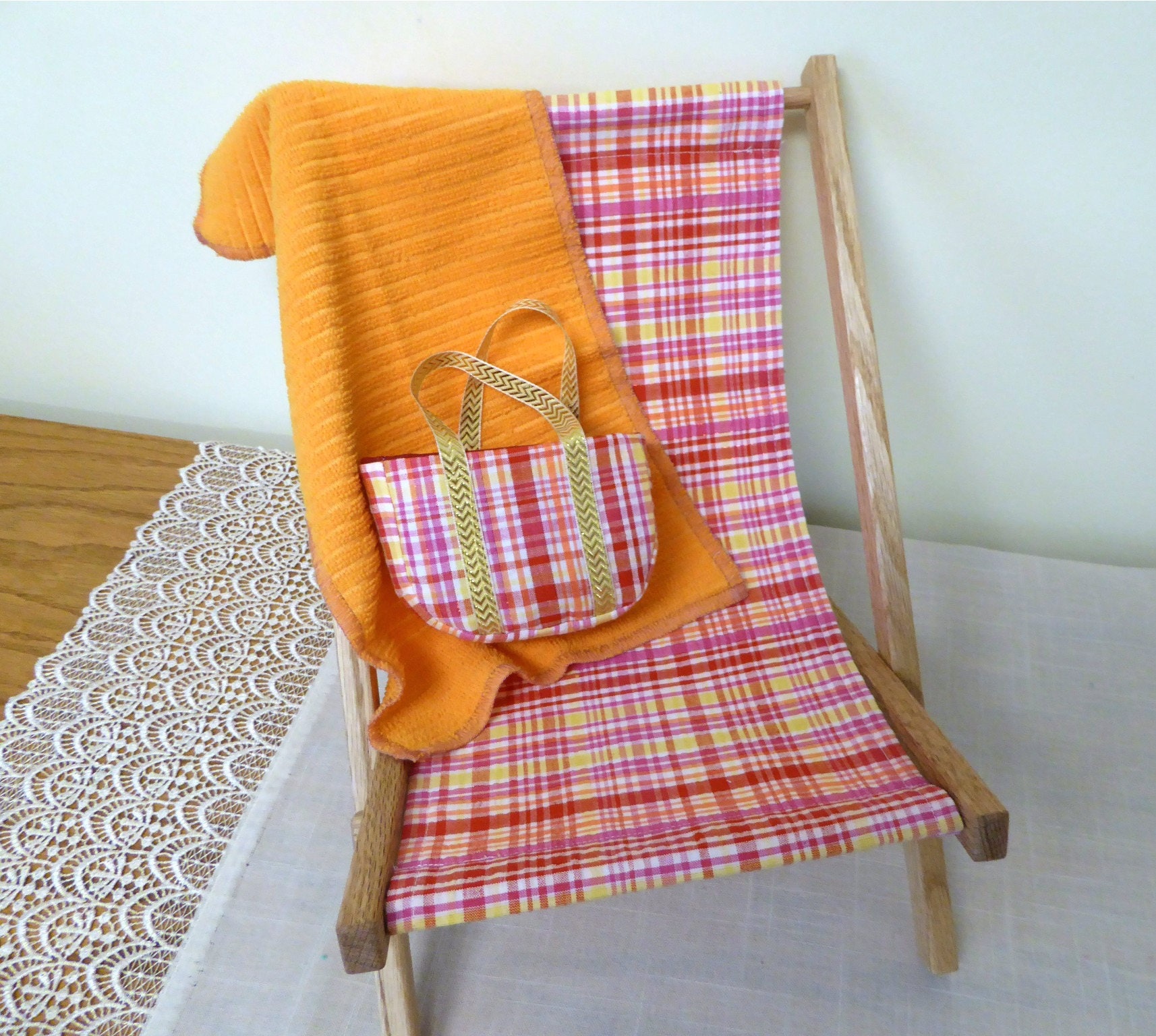 American Doll Beach Set/18 inch Doll Beach Chair Beach Bag
