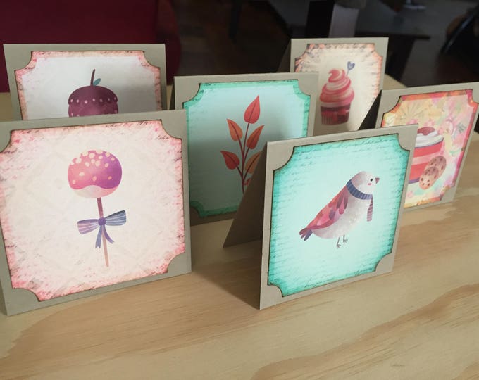 Mini Cards with Envelopes. SOLD FOR CHARITY. 6 Miniature Note Cards. Cards with Patterns. Small Thank You Cards