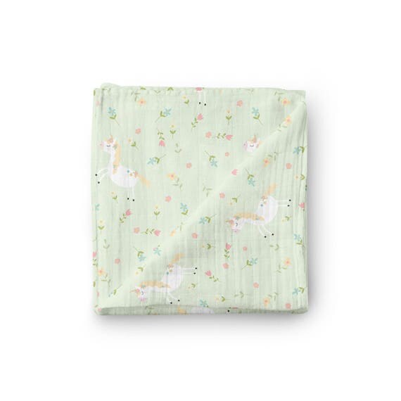 UNICORN BABY SWADDLE/ organic baby muslin swaddle with unicorn