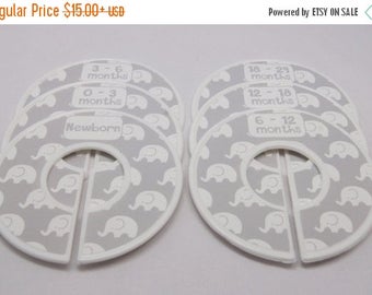 SALE Custom Closet Dividers Gray Nursery Elephant Nursery Baby Shower Gift Closet Organizer FINISHED PRODUCT Cd295A