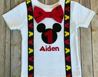 Boys Mickey Mouse Birthday Shirt, Mickey Mouse Part Hat, boys 1st Birthday, Boys Second Birghday, Birthday shirt
