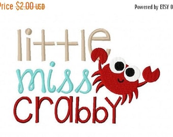 50% OFF - Little Miss Crabby Machine Embroidery Design Multiple Formats Available - Instant Download